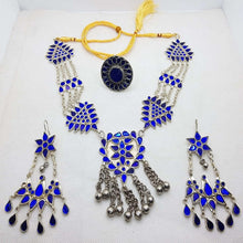 Load image into Gallery viewer, Blue Glass Stones Mala Jewelry Set
