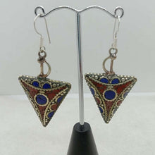 Load image into Gallery viewer, Triangle Shaped Dangle Earrings, Nepalese Earrings
