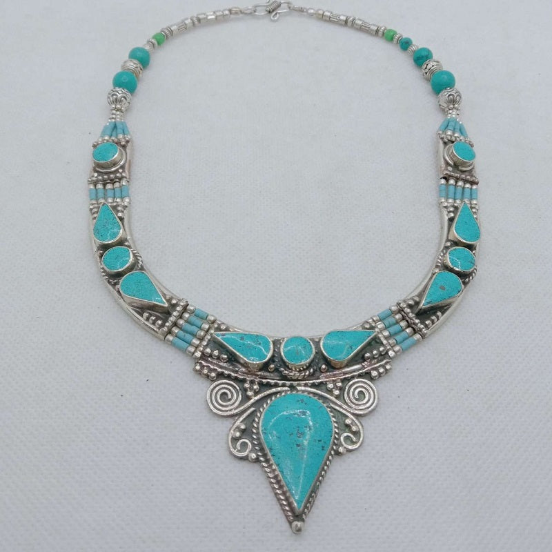 Statement Turquoise Choker Necklace, Nepalese Jewelry Necklace