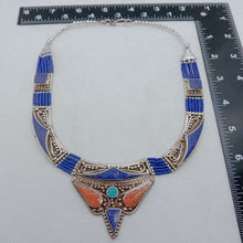 Load image into Gallery viewer, Blue Nepalese Stones Tribal Choker Necklace, Handmade Choker Necklace, Tribal Jewelry, Ethnic Jewelry
