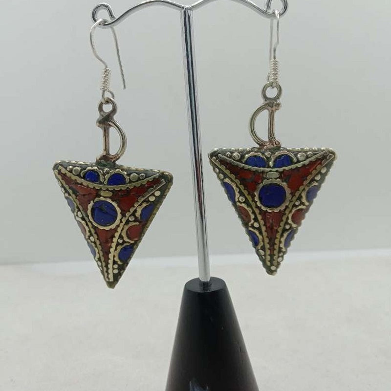 Triangle Shaped Dangle Earrings, Nepalese Earrings
