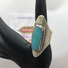 Load image into Gallery viewer, Turkmen Turquoise Ring, Stone Ring, Statement Ring
