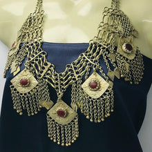 Load image into Gallery viewer, Antique Silver Kuchi Bib Necklace With Dangling Five Pendants
