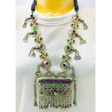 Load image into Gallery viewer, Amulet Style Pendant Necklace With Bells and Embellished With Glass Stones
