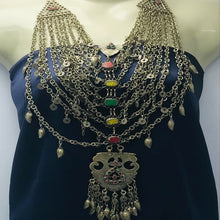 Load image into Gallery viewer, Vintage Multilayers Bib Necklace With Dangling Massive Pendant and Tassels
