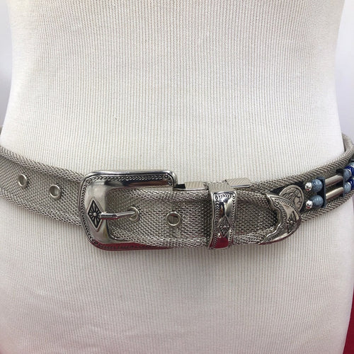 Hippie  Embellished With Beads and Motifs  Silver Buckle Belt