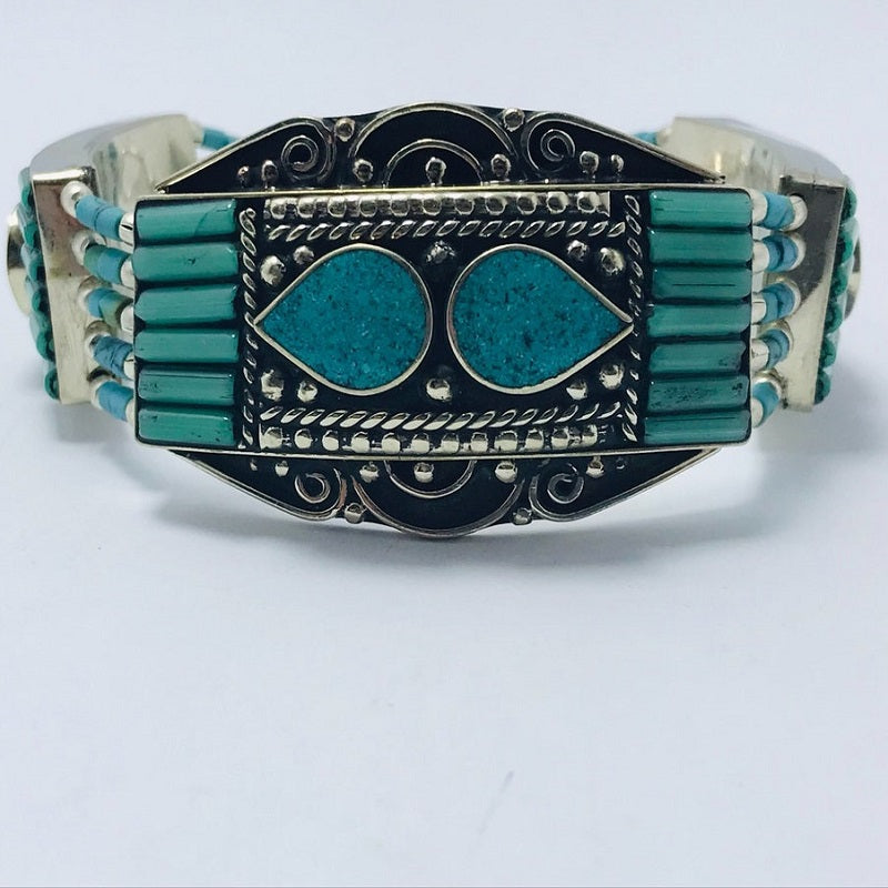 Turquoise Bracelet, Nepalese Bracelet With Stones and Beads