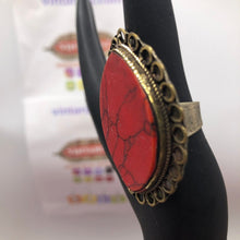 Load image into Gallery viewer, Massive Coral Stone Ring, Tribal Vintage Ring
