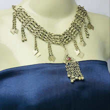 Load image into Gallery viewer, Vintage Necklace, Tribal Kuchi Antique Choker Necklace With Dangling Pendant
