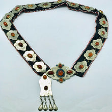 Load image into Gallery viewer, Silver Kuchi Turkman Belt With Brown Glass Stones
