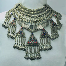Load image into Gallery viewer, Multi Layers Beaded Choker Necklace With Dangling Pendants and Coins

