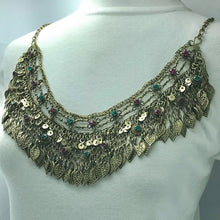 Load image into Gallery viewer, Vintage Choker Necklace With Dangling Silver Kuchi Tassels
