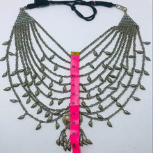Load image into Gallery viewer, Multilayers Bib Necklace With Dangling Massive Pendant and Leaf Style Tassels

