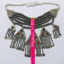 Load image into Gallery viewer, Beaded Layered Choker Necklace With Pendants And Glass Stones
