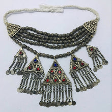 Load image into Gallery viewer, Beaded Layered Choker Necklace With Pendants And Glass Stones
