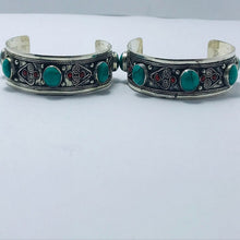 Load image into Gallery viewer, Handmade Cuff Bracelet inlaid with Stones and Beads

