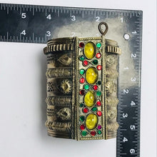 Load image into Gallery viewer, Golden Tribal Cuff Bracelet With Big Glass Stones, Vintage Boho Cuff Bracelet
