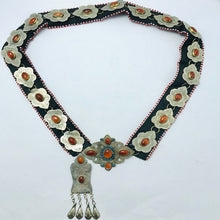 Load image into Gallery viewer, Silver Kuchi Turkman Belt With Brown Glass Stones, Turkman Belly Dance Belt, Silver Kuchi Belts
