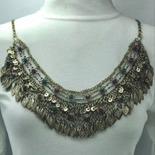 Load image into Gallery viewer, Vintage Choker Necklace With Dangling Silver Kuchi Tassels
