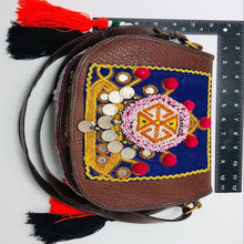 Load image into Gallery viewer, Ethnic Handmade Cross Bag Embellished With Laces, Coins and Beads
