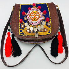 Load image into Gallery viewer, Ethnic Handmade Cross Bag Embellished With Laces, Coins and Beads
