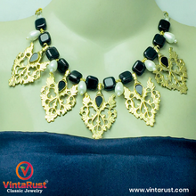 Load image into Gallery viewer, Stunning Black Stones and Motif Choker Necklace
