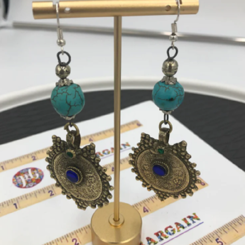  Vintage Coins and Stone Earrings