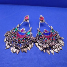 Load image into Gallery viewer, Kuchi Multicolor Glass Stones Antique Massive Earrings
