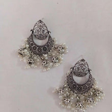 Load image into Gallery viewer, Ethnic Handmade Silver Tone Earrings With Pearls
