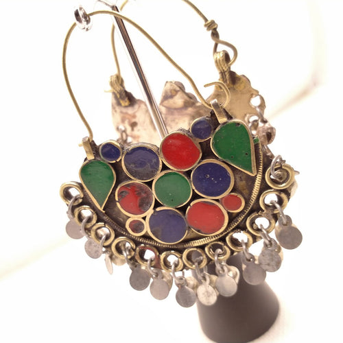 Multicolor Light weight Earrings With Silver Bells