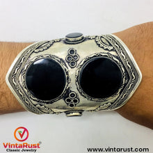 Load image into Gallery viewer, Kuchi Tribal Black Stone Cuff Bracelet
