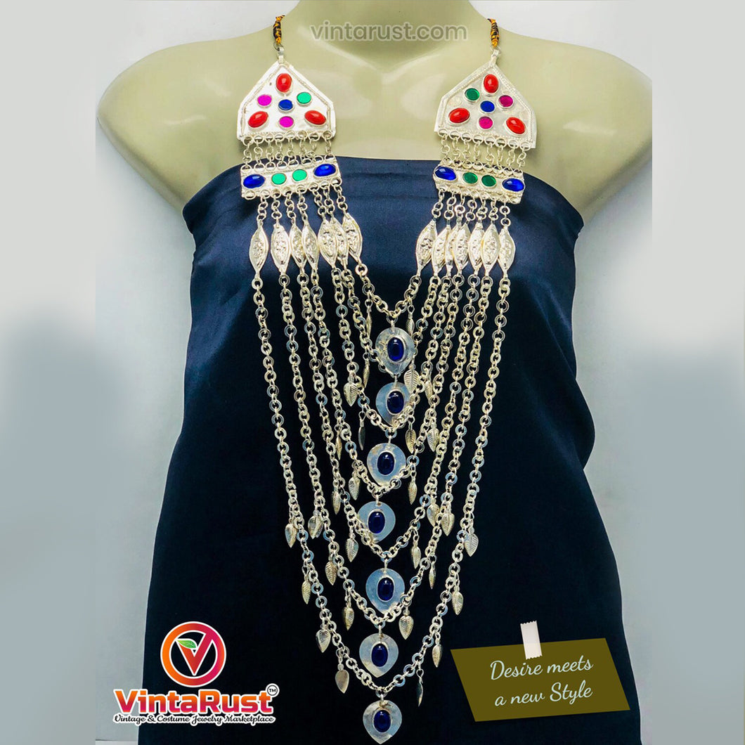 Silver Kuchi Multilayers Massive Bib Necklace