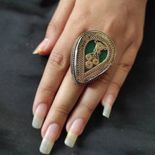 Load image into Gallery viewer, Tribal Kuchi Ring with Stones, Handmade Ring

