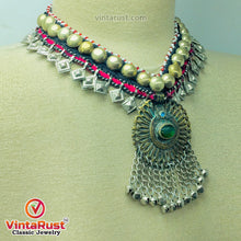 Load image into Gallery viewer, Tribal Turkmen Style Necklace With Dangling Tassels and Bells
