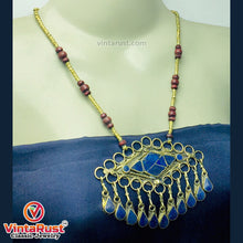 Load image into Gallery viewer, Lapis Lazuli Pendant Necklace With Beaded Chain
