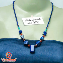 Load image into Gallery viewer, Lapis Lazuli Stone Necklace With Beaded Chain
