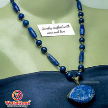 Load image into Gallery viewer, Beaded Chain Lapis Lazuli Stone Pendant Necklace
