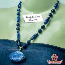 Load image into Gallery viewer, Beaded Chain Lapis Lazuli Stone Pendant Necklace
