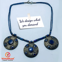 Load image into Gallery viewer, Lapis Lazuli Stone Beaded Necklace With Three Motifs
