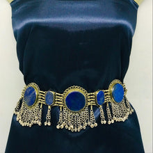 Load image into Gallery viewer, Lapis Stone Belly Belt, Belly Dance Belt Vintage
