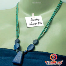 Load image into Gallery viewer, Vintage Lapis Stone Necklace With Turquoise Beaded Layered Chain
