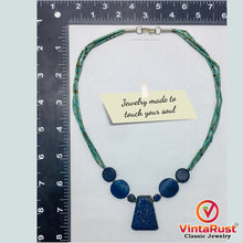 Load image into Gallery viewer, Vintage Lapis Stone Necklace With Turquoise Beaded Layered Chain
