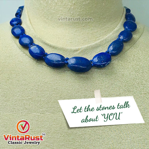 Lapis Lazuli Beaded Stone Necklace
