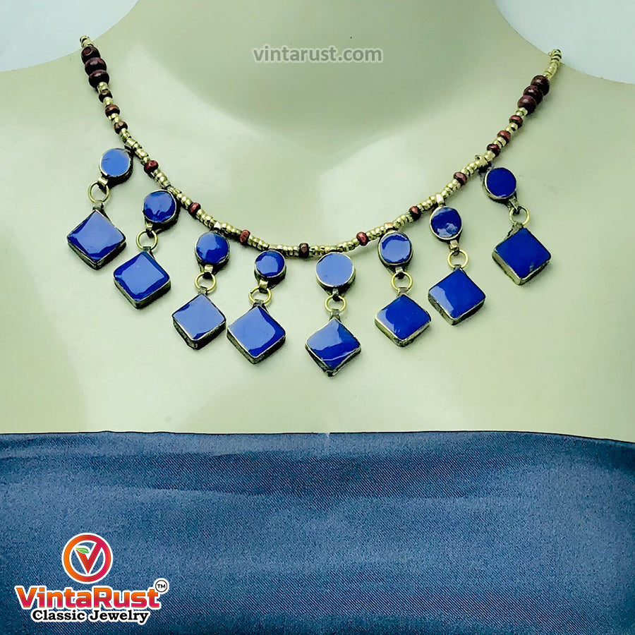 Tribal Dangling Lapis Stone Jewelry Set