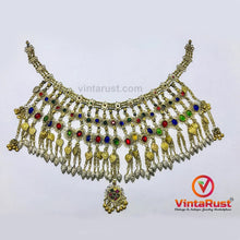 Load image into Gallery viewer, Massive Vintage Choker Necklace With Multicolor Glass Stones
