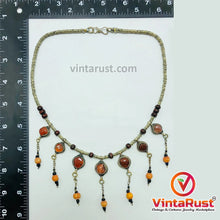 Load image into Gallery viewer, Metal and Wooden Beaded Chain Necklace With Tassels
