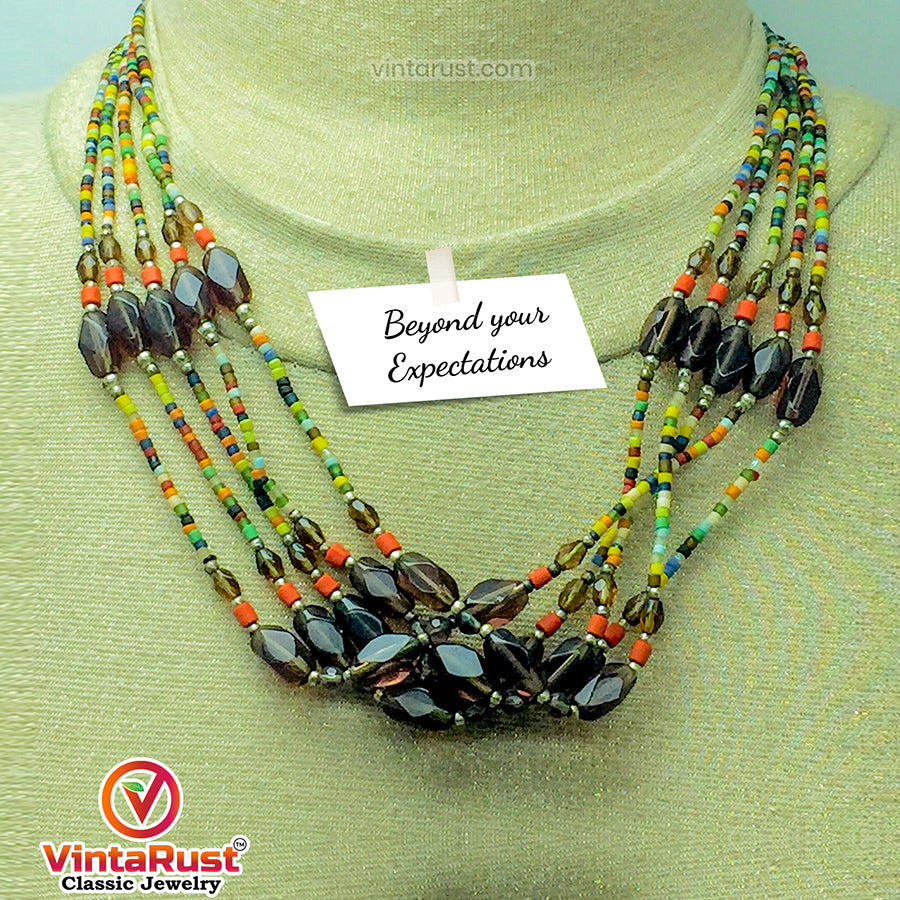 Multicolor Beaded Tribal Necklace