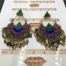 Load image into Gallery viewer, Kuchi Multicolor Glass Stones Antique Massive Earrings
