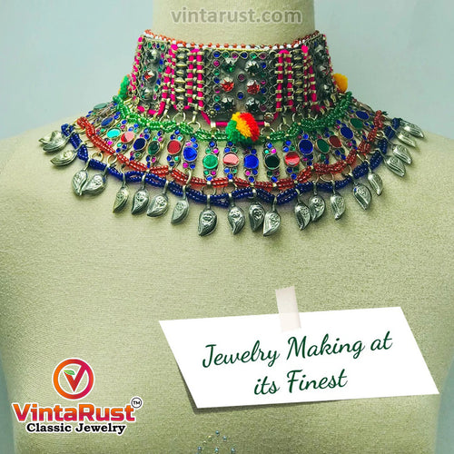 Multicolor Glass Stone Choker Necklace
