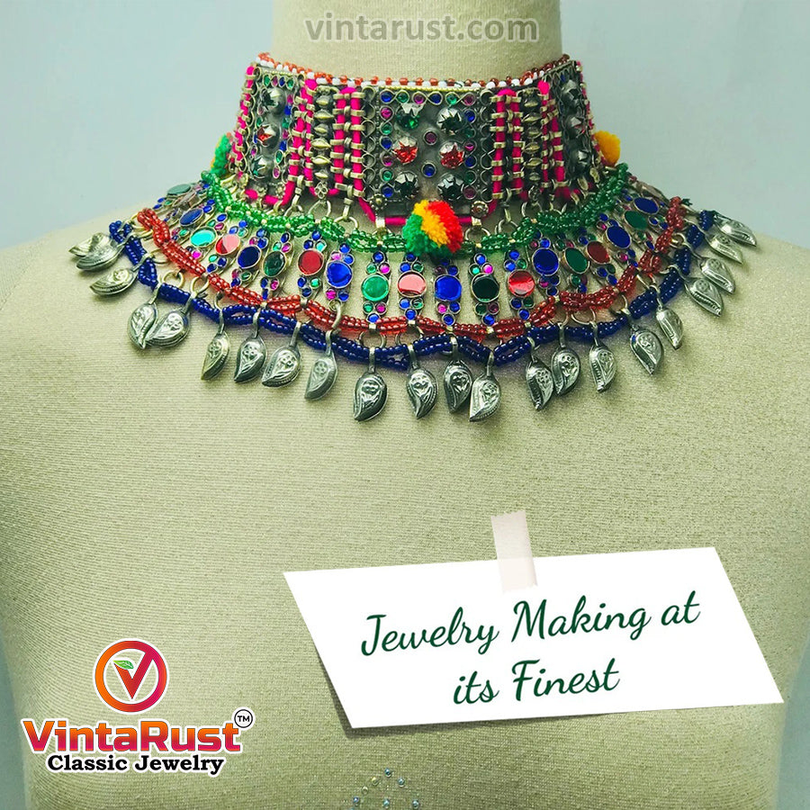 Multicolor Glass Stone Choker Necklace